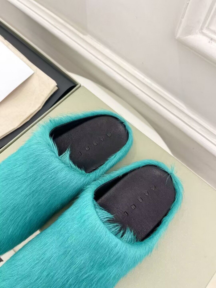 marni calf hair slippers